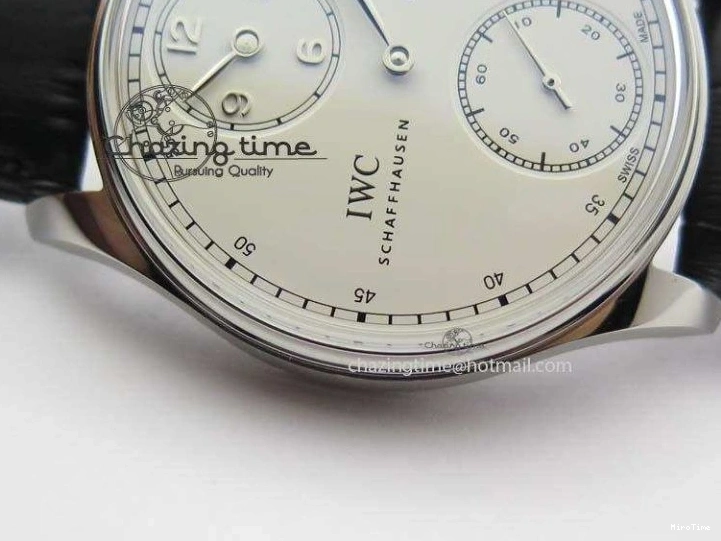 MIROTIME 1223 Effortless Portuguese IW544404 SS White Dial On Black Leather Strap A 7257